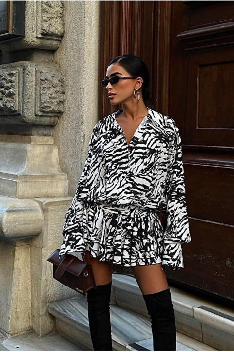 Anisa Diko Zebra Desen Gömlek Elbise